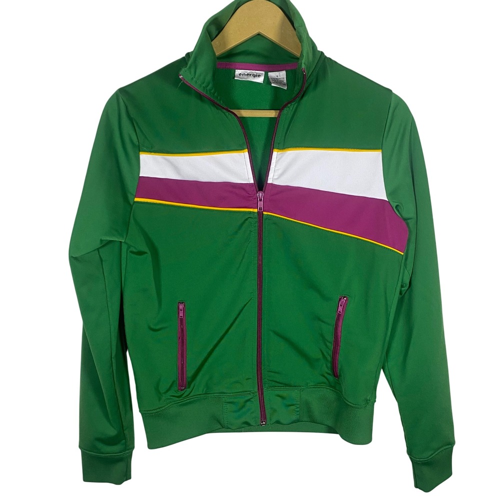 Y2K Vintage Energie Colorblock Stripe Track Jacket Zip Up Athletic‎ Size M